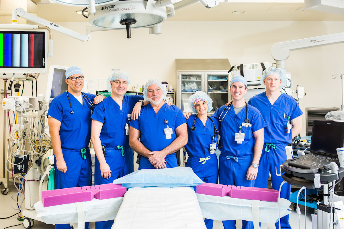 From left: Ken Griffith, CRNA (Chief CRNA); Dan Kessler, MD (Medical Director for Perioperative Services); John Kuchar, MD (Chairman, Department of Anesthesiology); Kara Douglas, CRNA (Director of Enhanced Recovery After Surgery Program); Chris Reed, CRNA (Director of Quality and Patient Safety) and JD Stamler, MD (Corporate Medical Director)